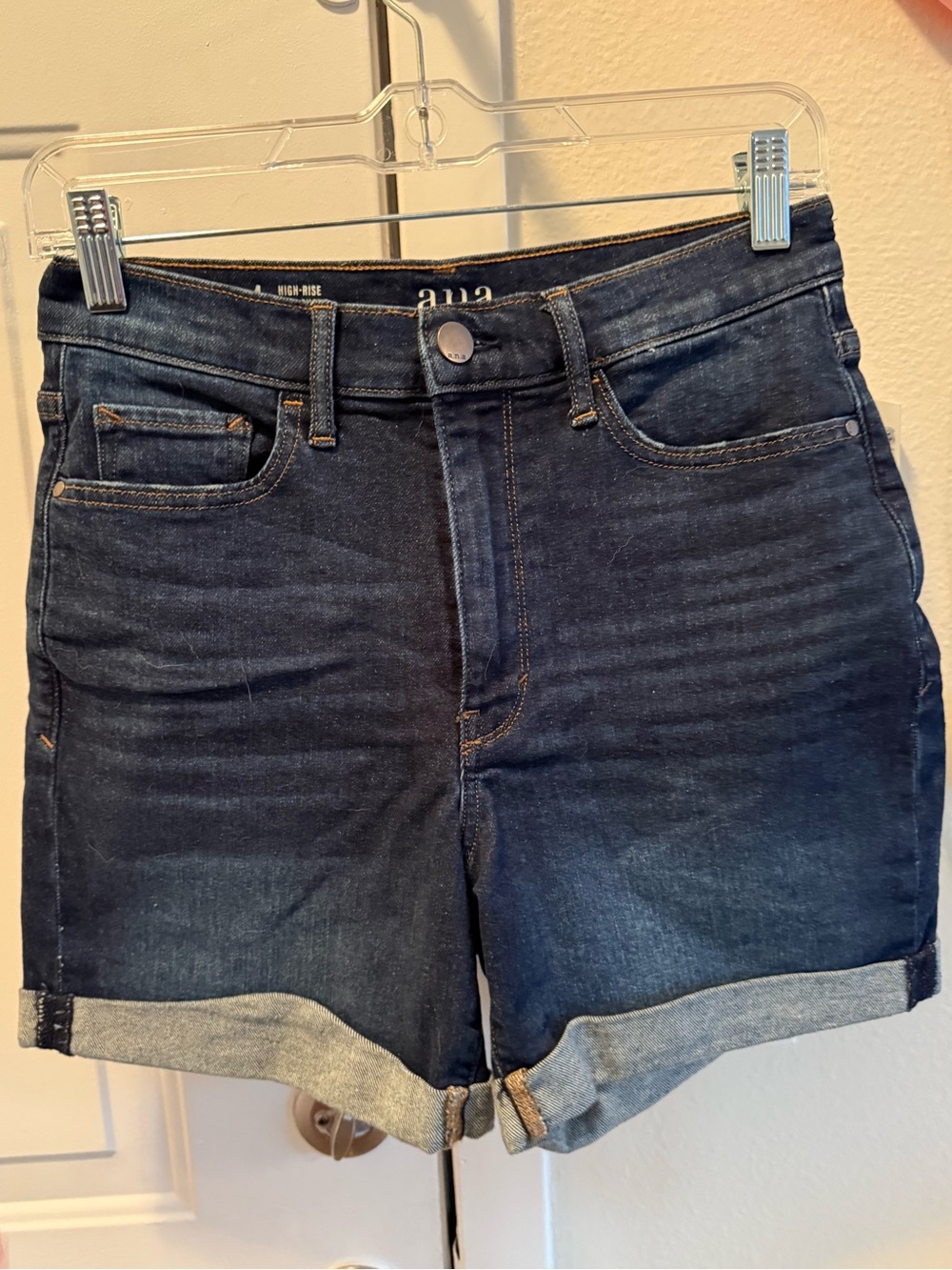 a.n.a Dark Blue Rolled Hem Denim Shorts